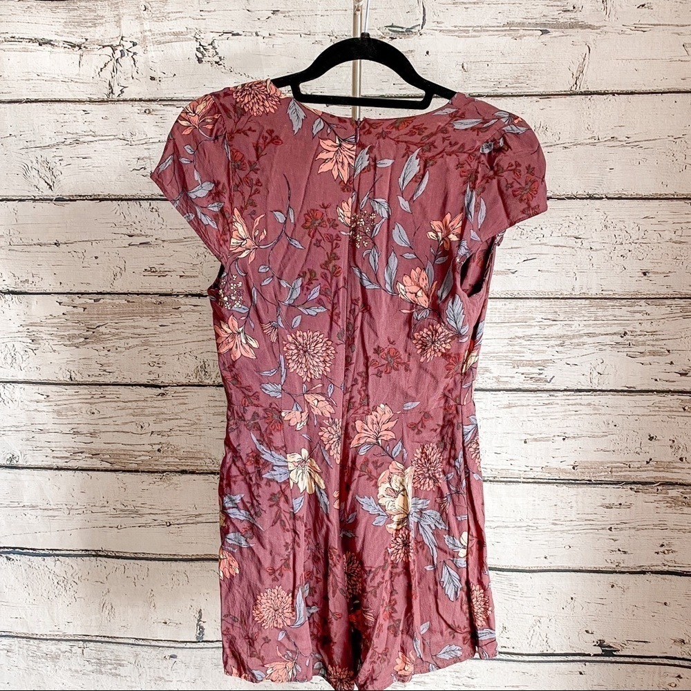 UO Kimchi Blue Maroon Floral Anita Ruffle Romper - Picture 11 of 12